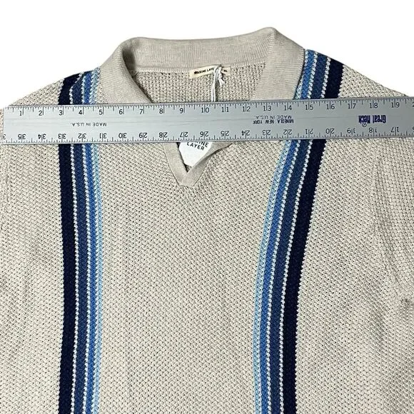 Marine Layer Mens XL Knit Polo Retro 70s Striped Preppy Mod Old Money Conrad